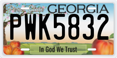 GA license plate PWK5832
