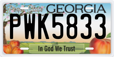 GA license plate PWK5833