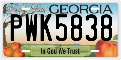 GA license plate PWK5838