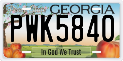 GA license plate PWK5840