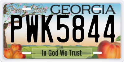 GA license plate PWK5844