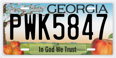 GA license plate PWK5847