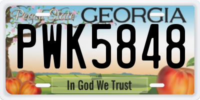GA license plate PWK5848