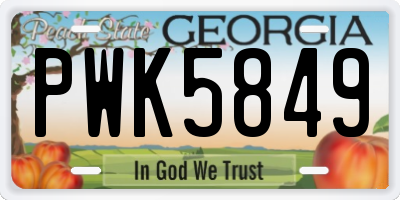GA license plate PWK5849