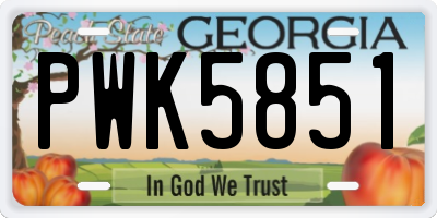 GA license plate PWK5851