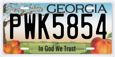 GA license plate PWK5854