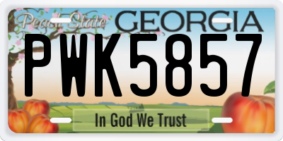 GA license plate PWK5857