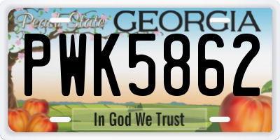 GA license plate PWK5862