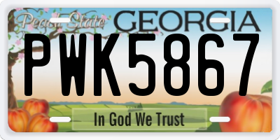 GA license plate PWK5867