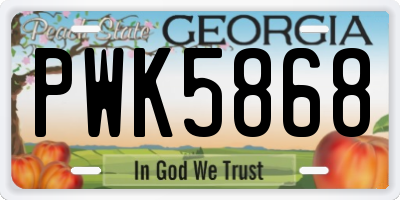 GA license plate PWK5868