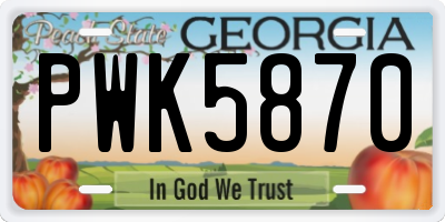 GA license plate PWK5870