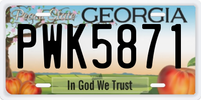 GA license plate PWK5871