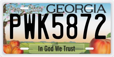 GA license plate PWK5872