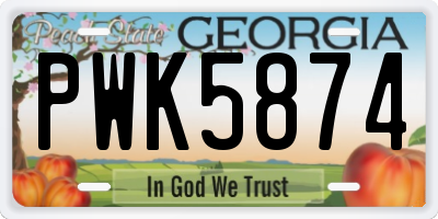 GA license plate PWK5874
