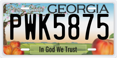 GA license plate PWK5875