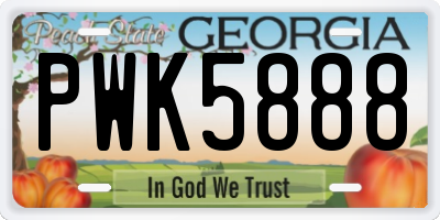 GA license plate PWK5888