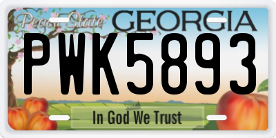 GA license plate PWK5893