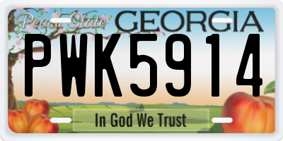 GA license plate PWK5914