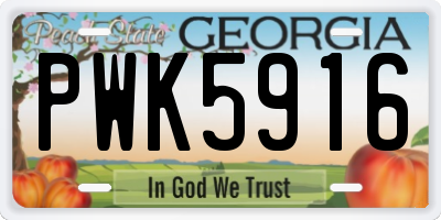 GA license plate PWK5916