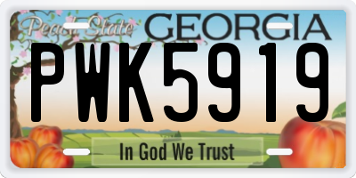 GA license plate PWK5919