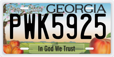 GA license plate PWK5925