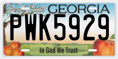 GA license plate PWK5929