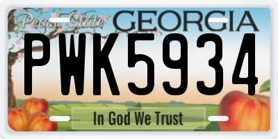 GA license plate PWK5934
