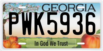 GA license plate PWK5936