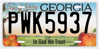 GA license plate PWK5937