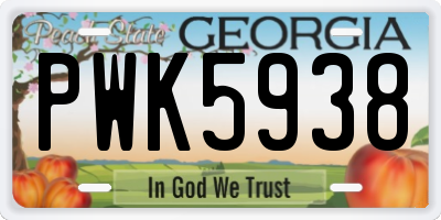 GA license plate PWK5938