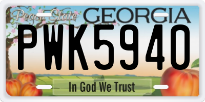 GA license plate PWK5940