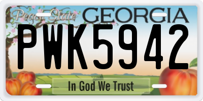 GA license plate PWK5942