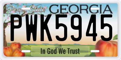 GA license plate PWK5945