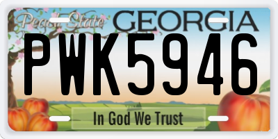 GA license plate PWK5946