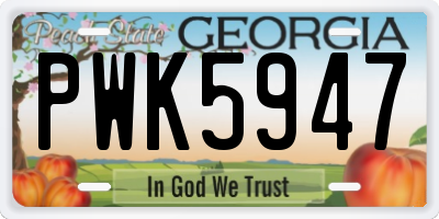 GA license plate PWK5947