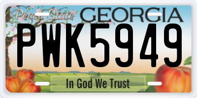 GA license plate PWK5949