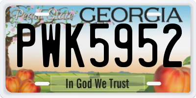 GA license plate PWK5952
