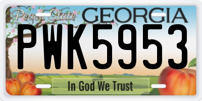 GA license plate PWK5953