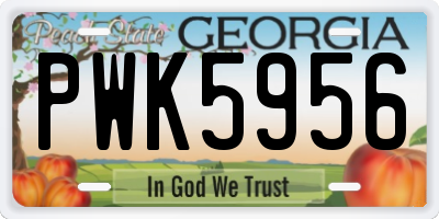 GA license plate PWK5956