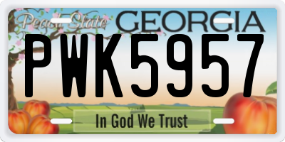 GA license plate PWK5957
