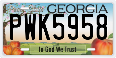 GA license plate PWK5958