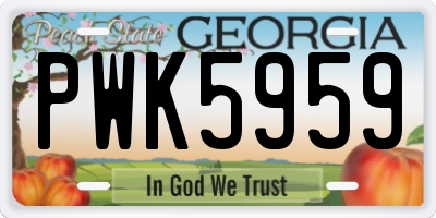 GA license plate PWK5959