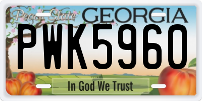 GA license plate PWK5960