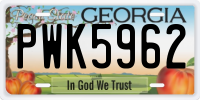 GA license plate PWK5962