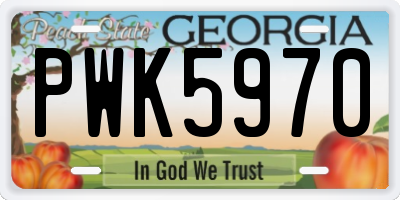 GA license plate PWK5970