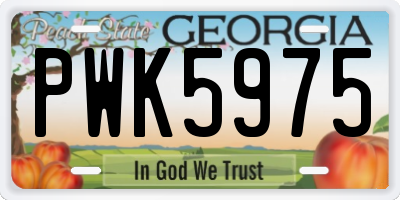 GA license plate PWK5975