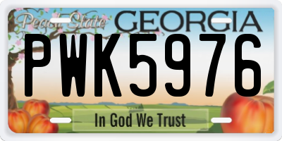 GA license plate PWK5976