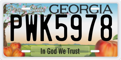 GA license plate PWK5978