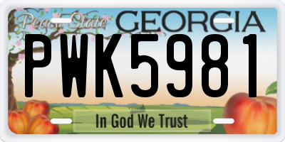 GA license plate PWK5981