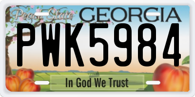 GA license plate PWK5984